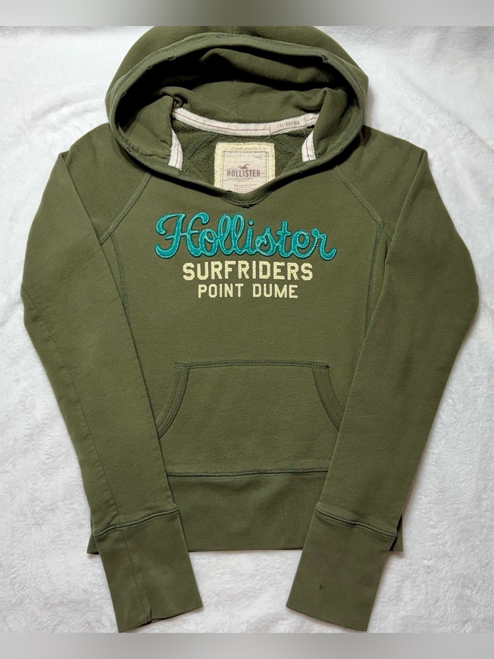 Y2K Hollister Unisex Green Fleece Pullover Hoodie